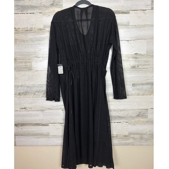 Free People Beach womens medium black full length beach cover up new fishnet - Picture 2 of 5